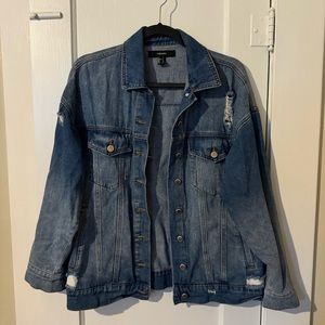 Forever 21 Distressed Denim Jacket - Size Small